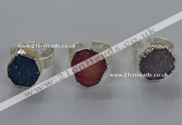 NGR327 16*18mm - 18*20mm freeform druzy agate gemstone rings