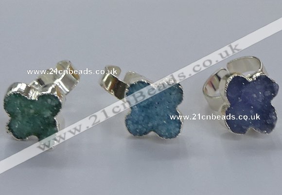 NGR329 18*18mm - 20*20mm flower druzy agate gemstone rings