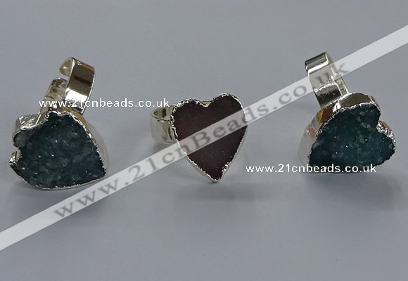 NGR333 13*18mm - 15*20mm heart druzy agate gemstone rings