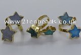 NGR345 15*15mm - 18*18mm star druzy agate gemstone rings