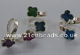 NGR357 15*15mm - 16*16mm flower druzy agate rings wholesale