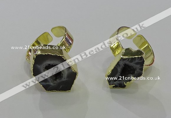 NGR369 10*15mm - 13*18mm freeform druzy agate gemstone rings