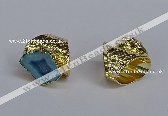 NGR376 15*20mm - 20*25mm freeform druzy agate rings wholesale