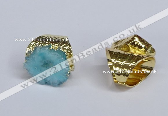 NGR387 18*25mm - 22*28mm freeform druzy agate gemstone rings