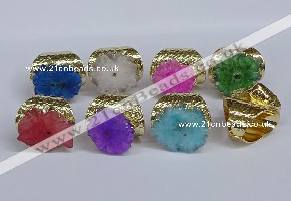 NGR390 18*25mm - 22*28mm freeform druzy agate gemstone rings