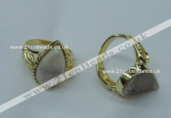 NGR68 12*16mm - 13*18mm freeform plated druzy agate rings
