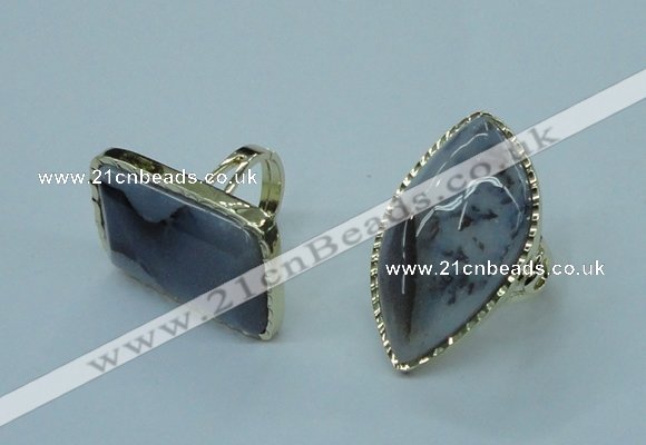 NGR70 18*25mm - 22*30mm freeform agate gemstone rings wholesale