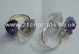 NGR77 13*18mm - 15*25mm faceted nuggets white crystal & amethyst rings