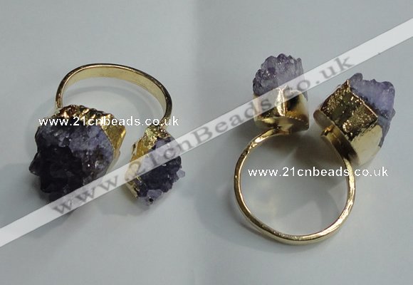 NGR78 13*18mm - 18*25mm nuggets druzy amethyst gemstone rings