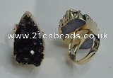 NGR82 20*25mm - 20*30mm freeform druzy amethyst gemstone rings