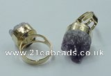 NGR85 12*16mm - 18*20mm freeform druzy amethyst gemstone rings