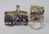 NGR90 22*30mm - 20*40mm freeform druzy amethyst gemstone rings