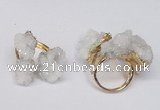 NGR95 15*20mm - 20*25mm nuggets plated druzy quartz rings