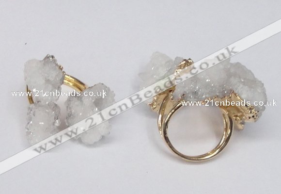 NGR95 15*20mm - 20*25mm nuggets plated druzy quartz rings