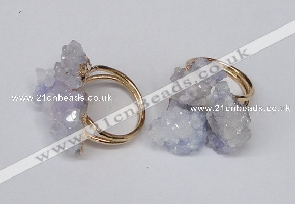 NGR96 15*20mm - 20*25mm nuggets plated druzy quartz rings