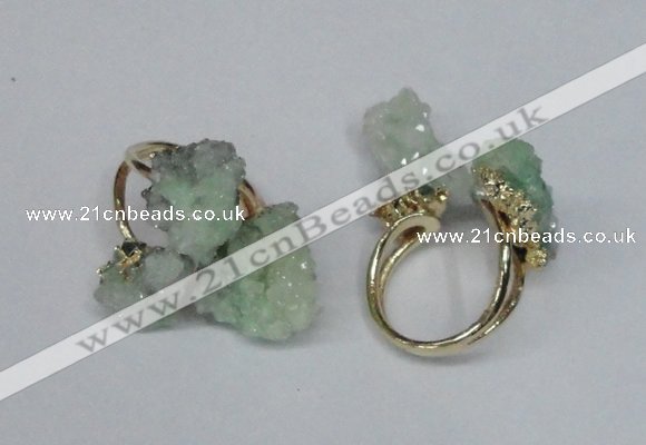 NGR98 15*20mm - 20*25mm nuggets plated druzy quartz rings