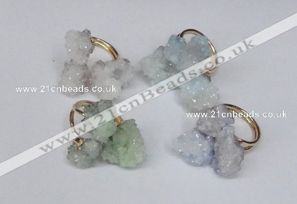 NGR99 15*20mm - 20*25mm nuggets plated druzy quartz rings