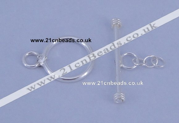 SSC08 5pcs 10mm donut 925 sterling silver toggle clasps