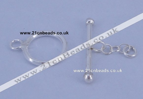 SSC09 5pcs 12mm donut 925 sterling silver toggle clasps