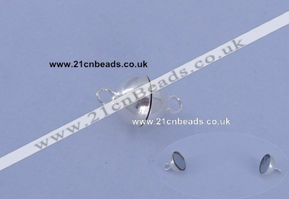 SSC102 5pcs 8mm round 925 sterling silver magnetic clasps