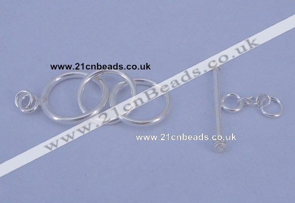 SSC15 5pcs 12mm - 14mm donut 925 sterling silver toggle clasps