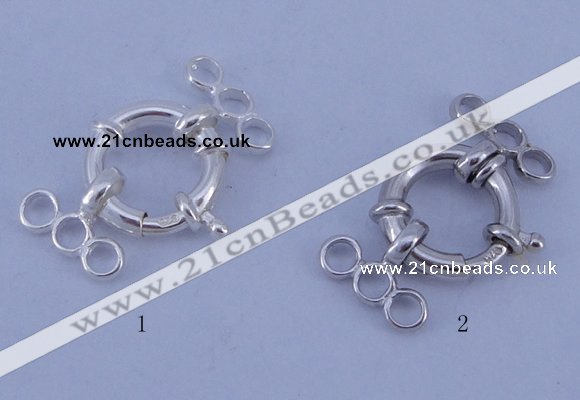 SSC211 5pcs three-strand 13.5mm 925 sterling silver spring rings clasps