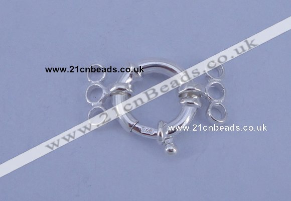 SSC212 5pcs three-strand 14.5mm sterling silver spring rings clasps