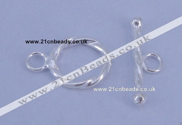 SSC23 5pcs 11mm donut 925 sterling silver toggle clasps