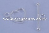 SSC30 5pcs 10*13.5mm heart 925 sterling silver toggle clasps