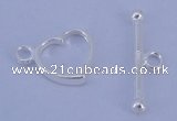 SSC30 5pcs 10*13.5mm heart 925 sterling silver toggle clasps