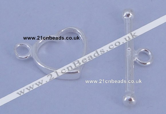 SSC30 5pcs 10*13.5mm heart 925 sterling silver toggle clasps